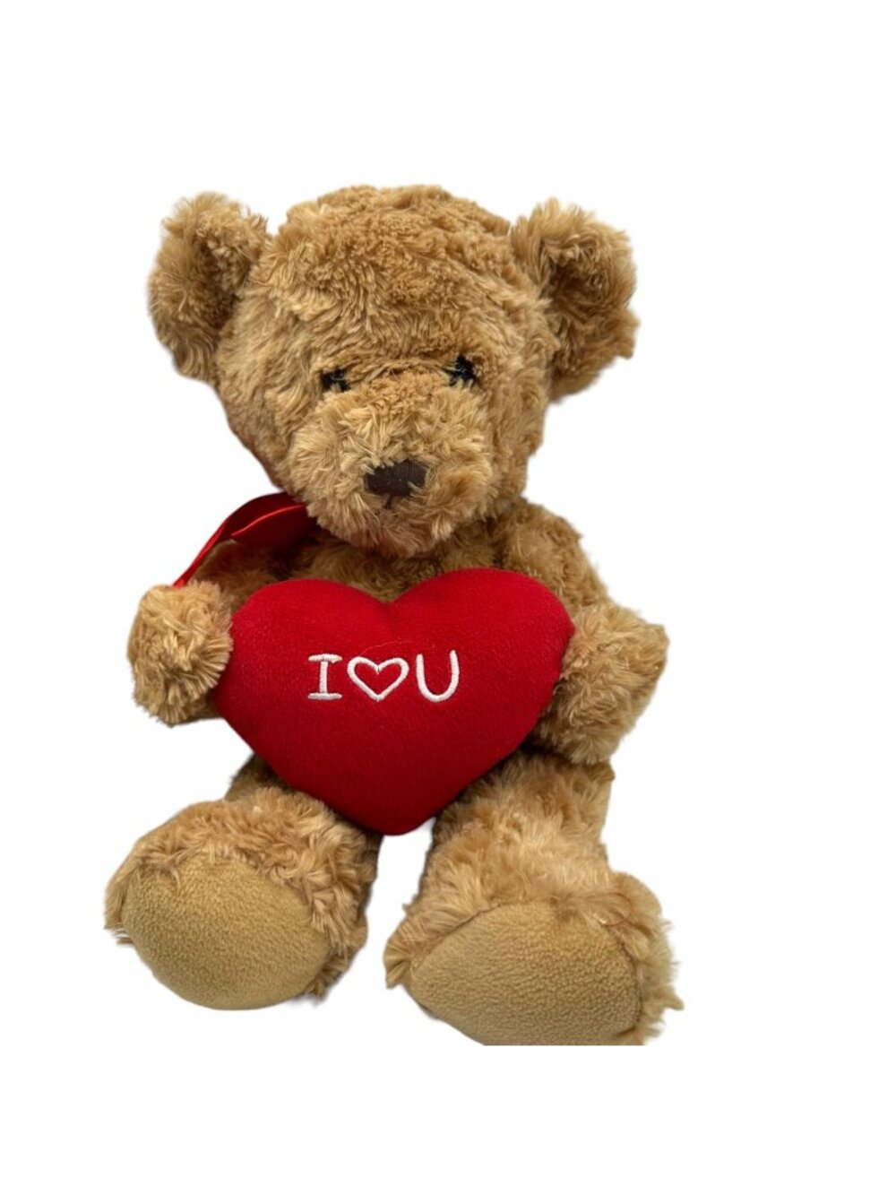 I Heart You Teddy Bear Plush Brown Bear Stuffed Animal Soft and Fluffy Red Bow